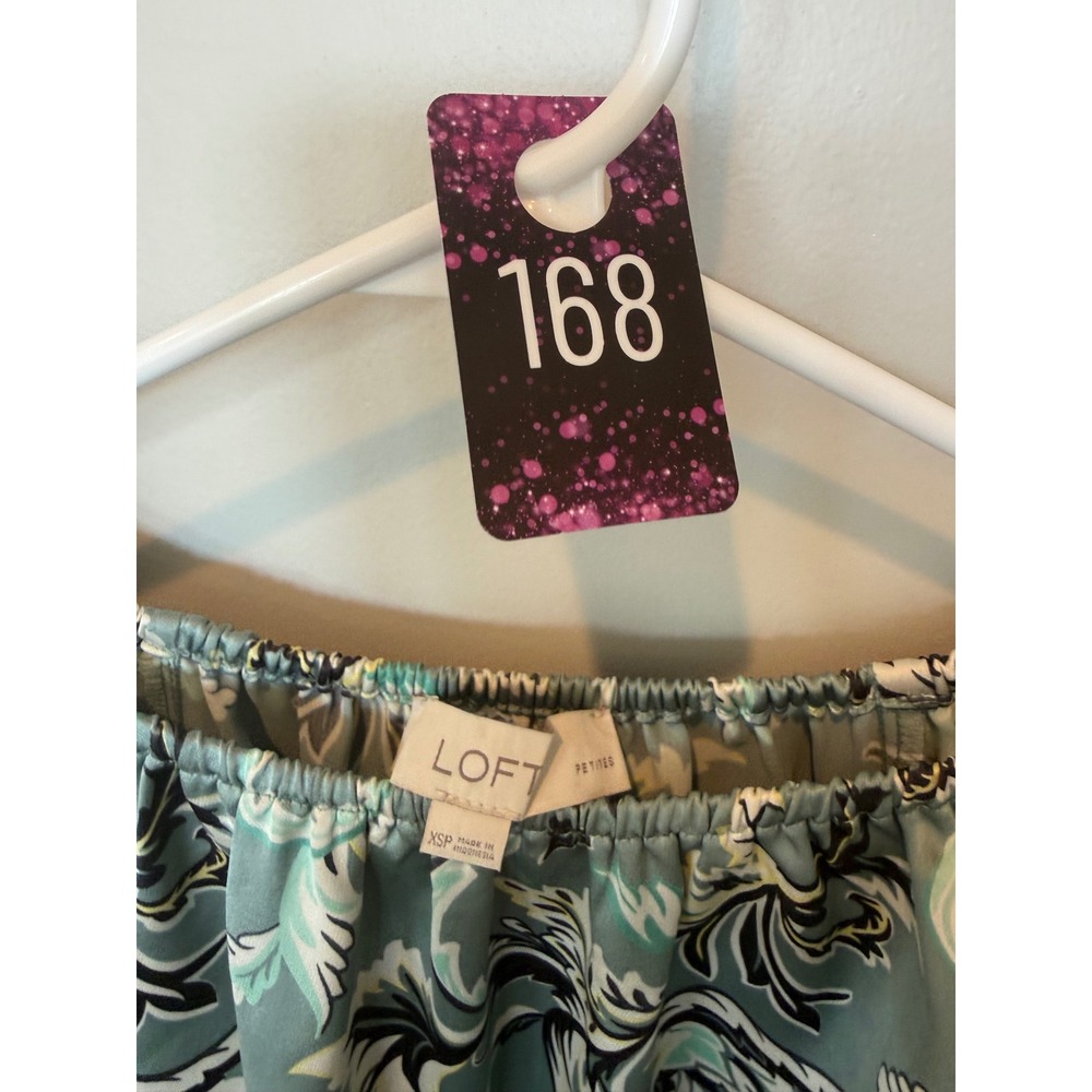 LOFT Petites Sage Green Floral Paisley Elastic Neck Long Sleeve Blouse 168 - Picture 6 of 6